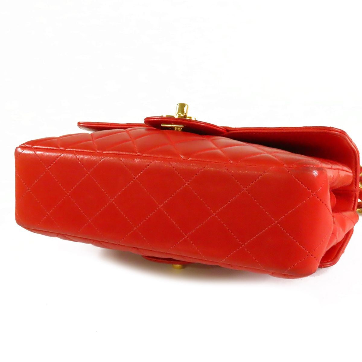 Chanel Double Face Chain Red Gold Lambskin Quilted Shoulder Bag Vintage — view 3