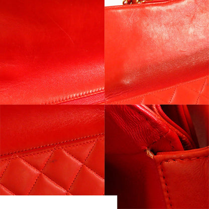 Chanel Double Face Chain Red Gold Lambskin Quilted Shoulder Bag Vintage — view 8