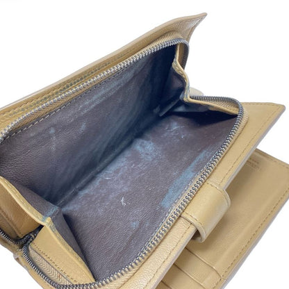 Bottega Veneta Intrecciato Beige Round Zipper Leather Bifold Wallet