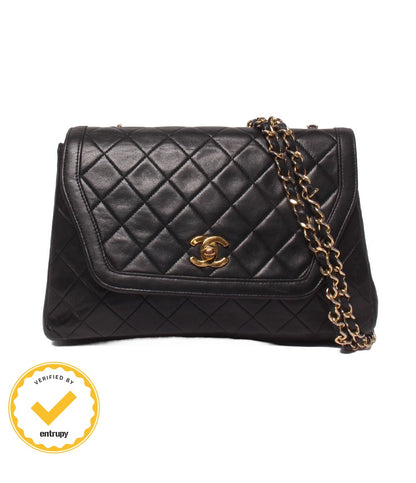 Chanel Chain Shoulder Bag Gold Single Flap Crossbody Diana Quilted