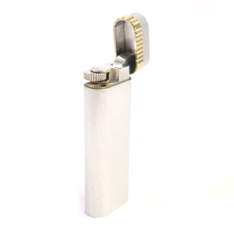  Cartier New Shape Oval Hairline Roller Type Gas Lighter Silver