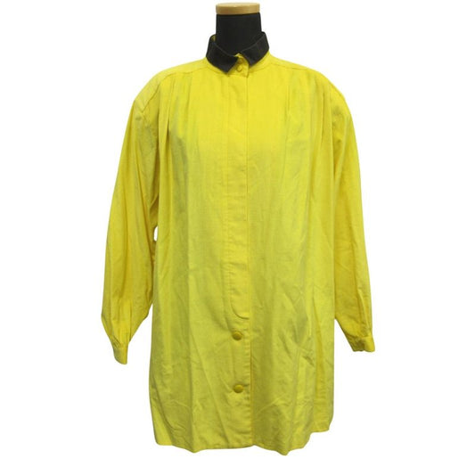 Christian Dior 90's Corduroy Long Shirt Blouse Cut and Sewn Vintage M Yellow