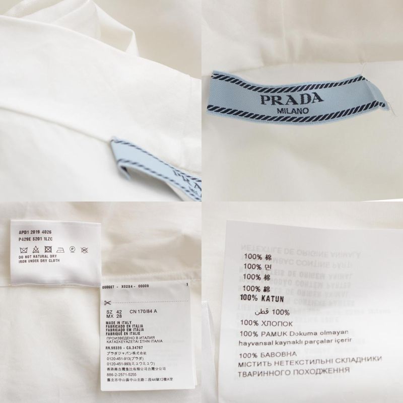 Prada 19 Cotton Bow Tie Sleeveless Blouse White 42