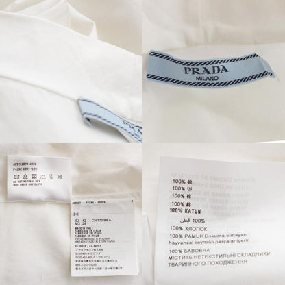 Prada 19 Cotton Bow Tie Sleeveless Blouse White 42