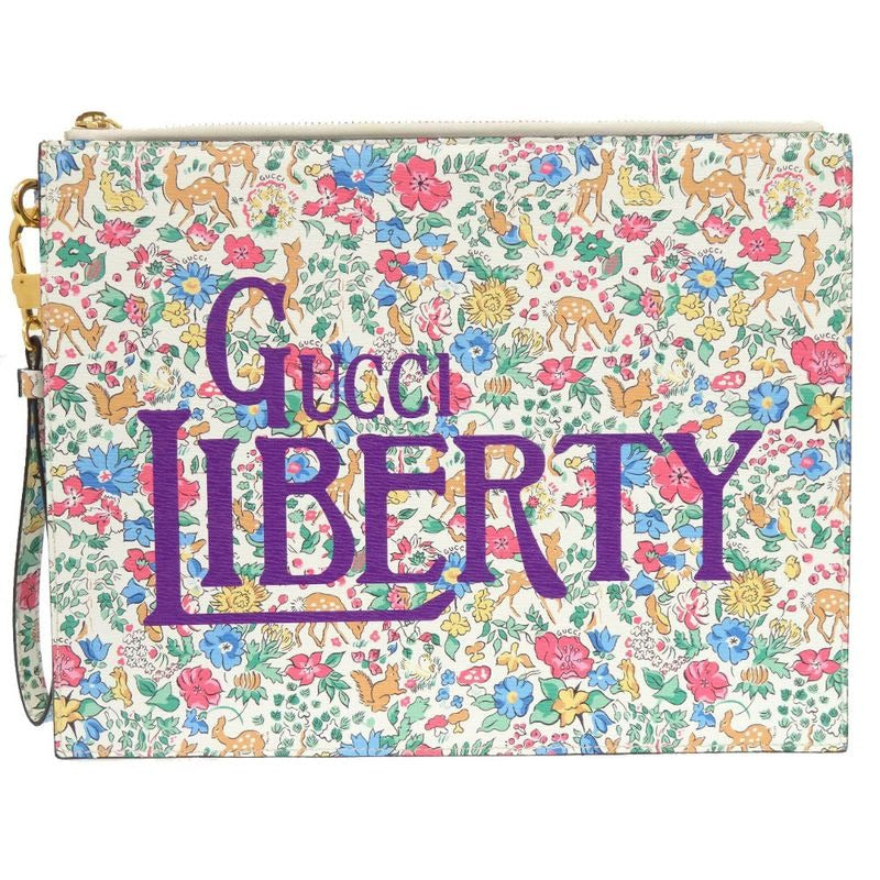 Gucci Liberty Collaboration Floral Pattern Leather White Light Blue