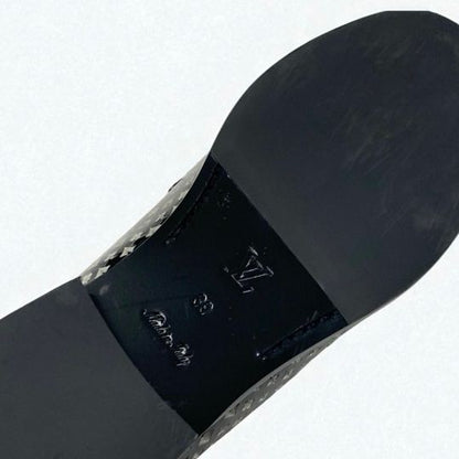 Louis Vuitton Chess Line Monogram Loafers Leather Shoes Patent Black Gold Logo