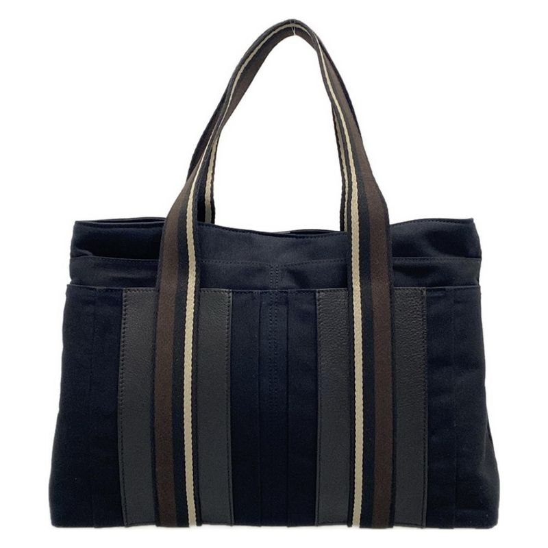 Hermes Tote Bag Troca Horizontal MM Dark Navy Dark Brown And Gray Beige Leather