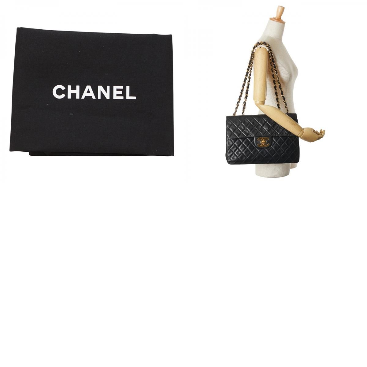 Chanel Matelasse Coco Mark Chain Shoulder Bag Handbag Black Lambskin Ladies