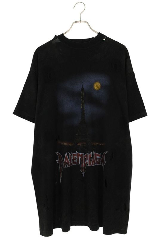 Balenciaga 23SS 739028 Tove4 Paris Moon Used Oversized T-shirt Men 1