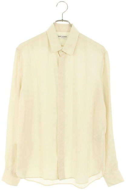 Saint Laurent Paris 646850 Y1h76 Silk Plain Long Sleeve Shirt Men's 37