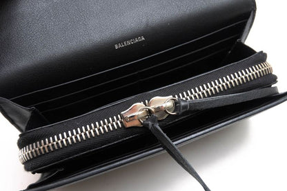 Balenciaga Long Wallet Men Leather Genuine Leather Black 371661 Papier Za Money