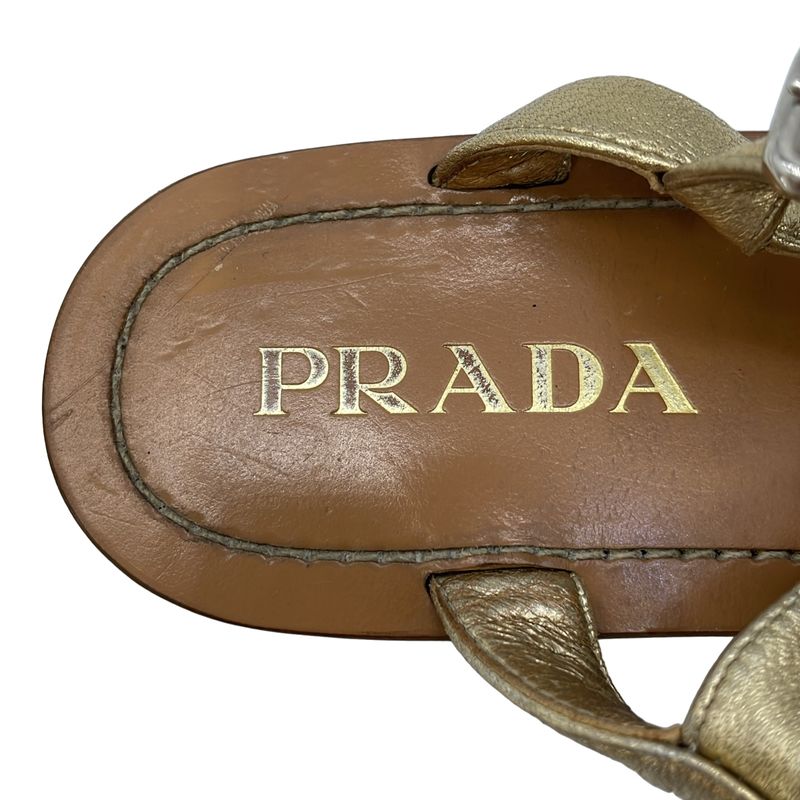 Prada Flat Thong Sandals Brown Gold 36 2 1