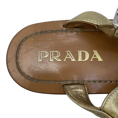 Prada Flat Thong Sandals Brown Gold 36 2 1