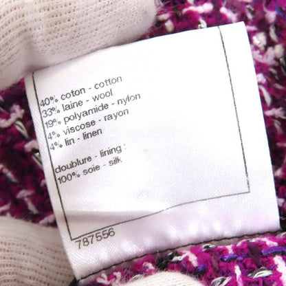 CHANEL 09P P35515 Coco Mark Plate Cotton Tweed Tight Skirt Purple 44 Made In