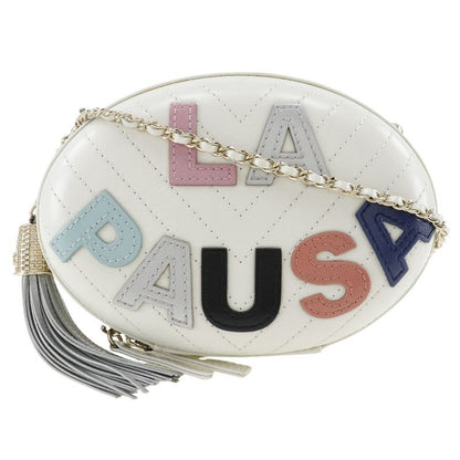 Chanel Chain Shoulder La Pausa Calf White Women's Shoulder Bag
