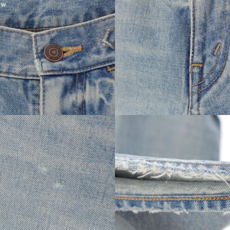 Celine Cotton Triomphe Damaged Flared Denim Pants Jeans Bottoms N677 0840 08KW