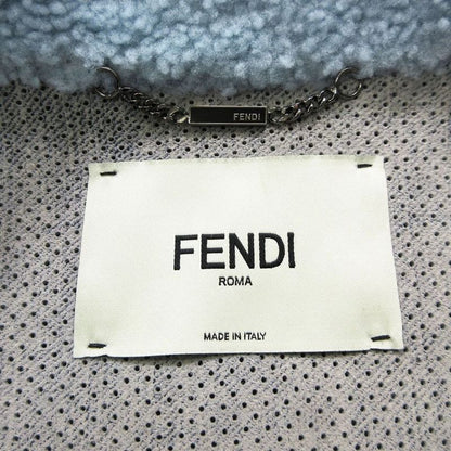 Fendi Lamb Mouton Double Riders Jacket Short Length Light Blue Size 40 Ap12-15-4