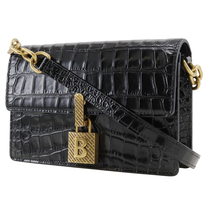 Balenciaga Mini Shoulder 2WAY Clutch Shape Push Leather Black Ladies Shoulder