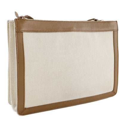 Balenciaga Navy Pochette 339937 Canvas And Leather Brown Women's Shoulder Bag