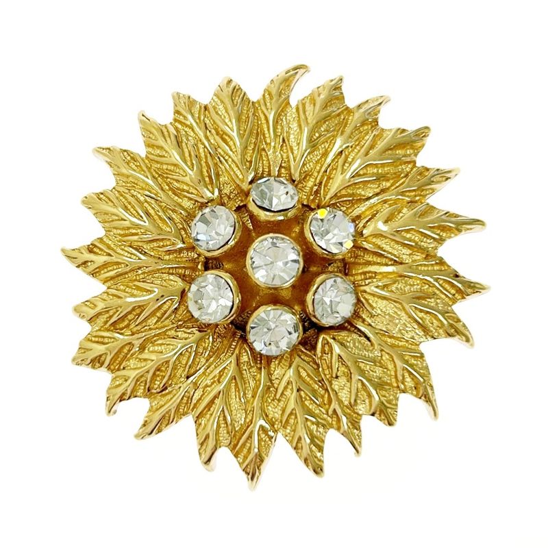 Christian Dior GP Rhinestone Flower Brooch Women Gold 369590 Brooch