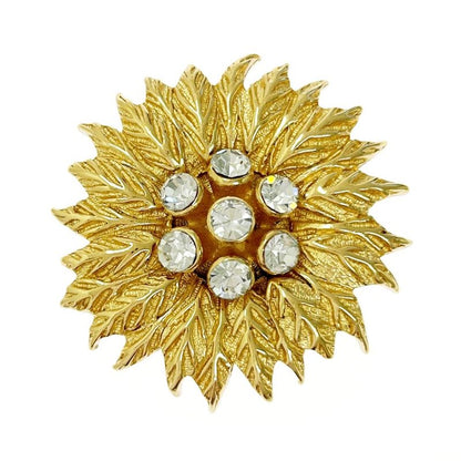 Christian Dior GP Rhinestone Flower Brooch Women Gold 369590 Brooch