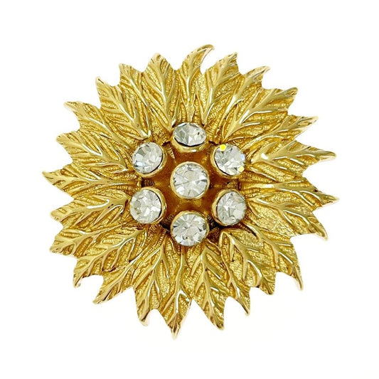 Christian Dior GP Rhinestone Flower Brooch Women Gold 369590 Brooch