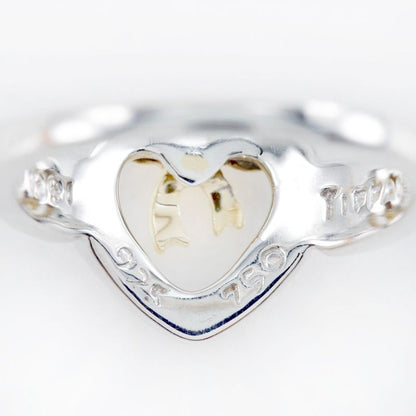 Tiffany & Co Heart Ribbon Silver 925 X 18K Yellow Gold #7.5 Ladies 2.9g Ring
