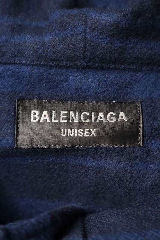 Balenciaga 22AW 720109 Tnm35 Checked Flannel Hoodie Long Sleeve Shirt Men's 5