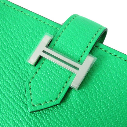 Hermes Bearn Mini Vert Comic Silver Hardware Chevre Misol Bifold Card Case