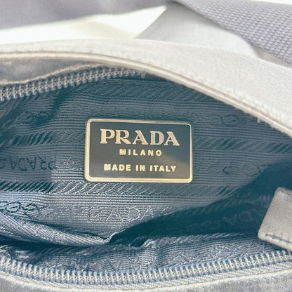 Prada Triangle Logo Pochette Silk Satin Shoulder Bag Prada Light Gray