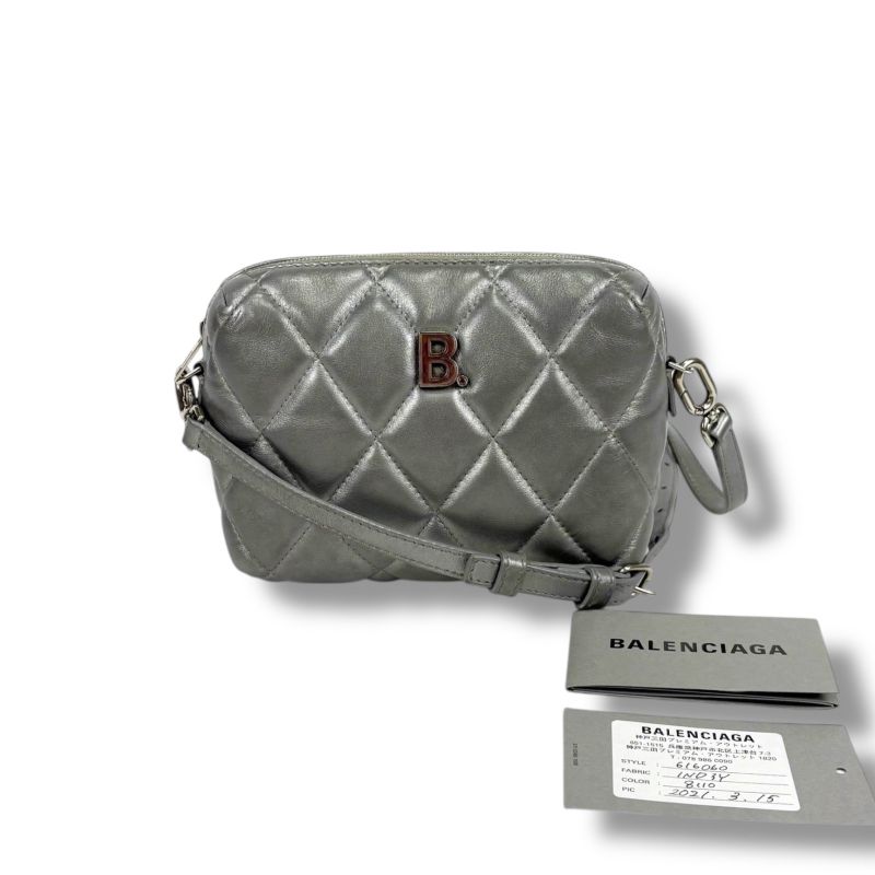 Balenciaga Touch Camera Mini Shoulder Bag Silver SV Pochette Quilted