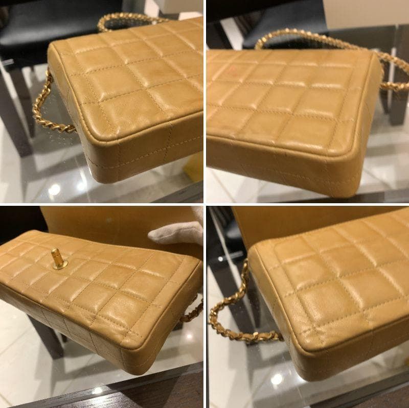 Chanel Matelasse Chocolate Bar Chain Shoulder Bag Beige