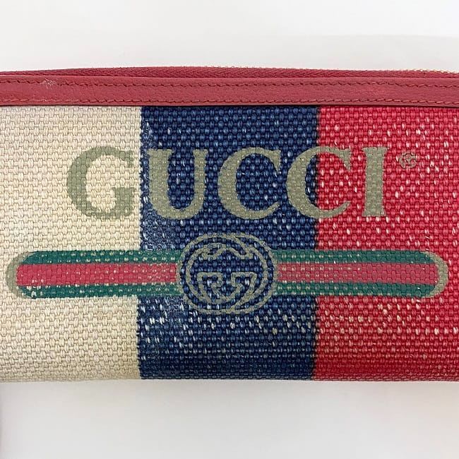 Gucci Round Zipper Long Wallet Red Navy