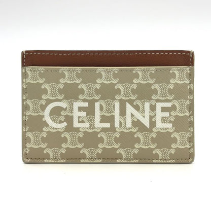 Celine Triomphe Logo Passcase Leather Brown Beige And White Card Case
