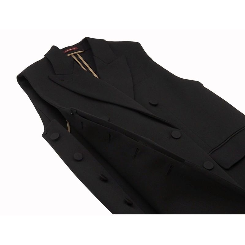 Gucci Wool Long Vest Long Gilet Outerwear Women's Double Breasted