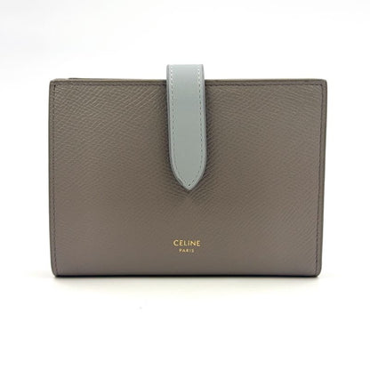 Celine Medium Strap Wallet Leather Gray Beige And Light Blue Wallet