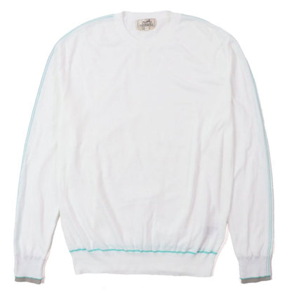 Hermes 23SS 100% Cotton Layered Design Crew Neck High Gauge Knit Sweater White