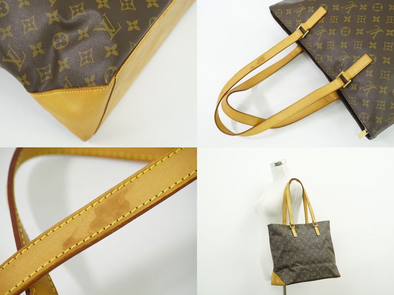 Authentic Louis Vuitton LV Cabas Mezzo Monogram Shoulder Bag Tote Bag Brown