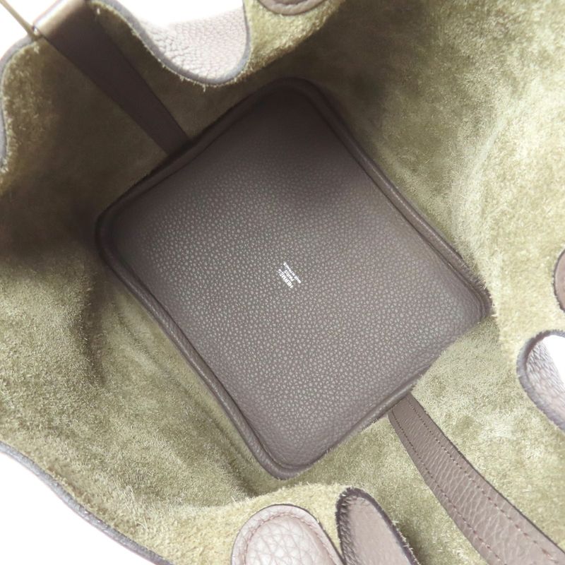 Hermes Picotin Lock MM Etan Silver Hardware Handbag Taurillon Women