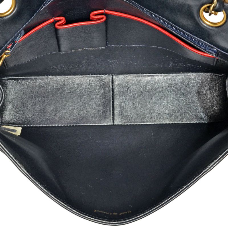 Chanel Matelasse Coco Mark Chain Shoulder Bag Lambskin Navy Goldhardware