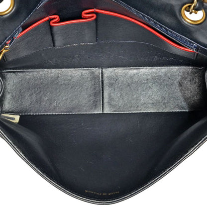 Chanel Matelasse Coco Mark Chain Shoulder Bag Lambskin Navy Goldhardware