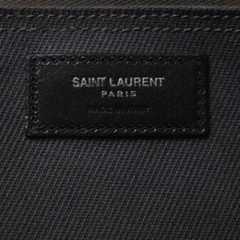  Saint Laurent Paris 632539 Rive Gauche N/S Canvas Leather Tote Bag Dark Gray