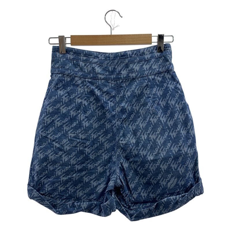 Fendi - Logo Zucca Zip Shorts - 40 - Blue - Women's