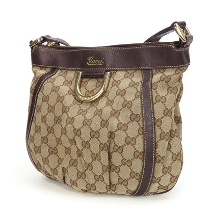 Gucci Shoulder Bag 203257 Abbey GG Canvas Beige Dark Brown Gold Hardware