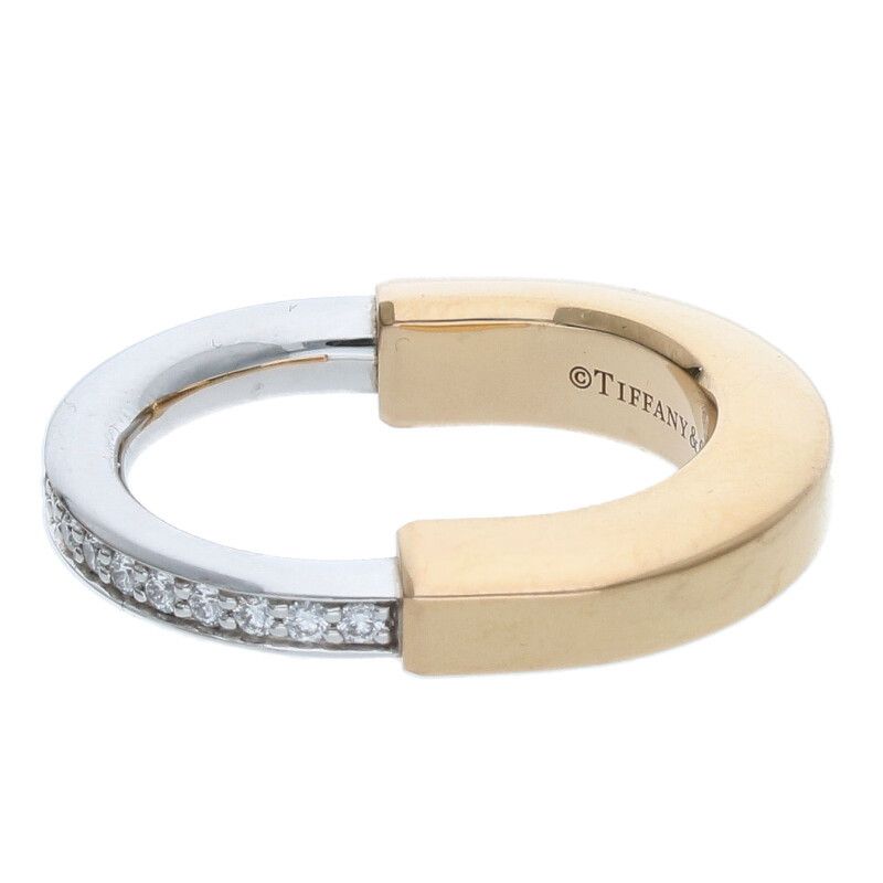 Tiffany & Co Tiffany & Co Lock 18K Yellow Goldwg Diamond Ring Ladies #9