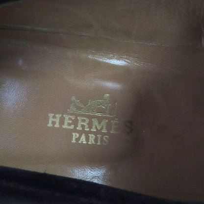 Hermes Gold Hardware With H Logo Hardware Chunky Heel Suede Leather Loafers