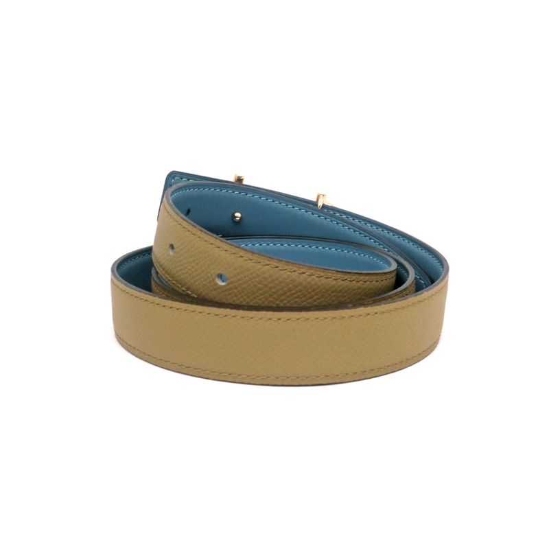 Hermes Belt Gamma New Blue Jean Biscuit Rose Gold Hardware 85cm