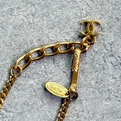 Chanel Rhinestone Soccer Ball Vintage Bracelet 98p Gold White