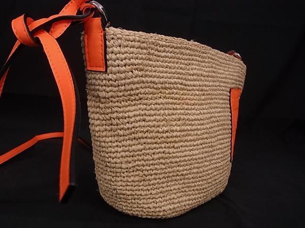 Loewe Anagram Raffia X Leather 2WAY Handbag Shoulder Bag Crossbody