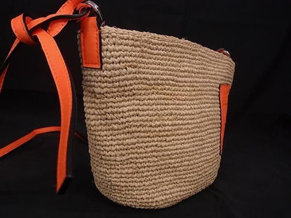 Loewe Anagram Raffia X Leather 2WAY Handbag Shoulder Bag Crossbody